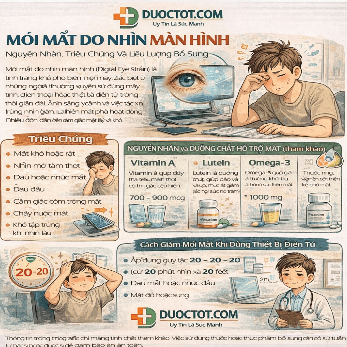 Mỏi mắt do làm việc nhiều